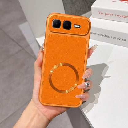 For Infinix Smart 10 Plus 4G Lambskin Series Magnetic Skin Feel Phone Case(Orange)
