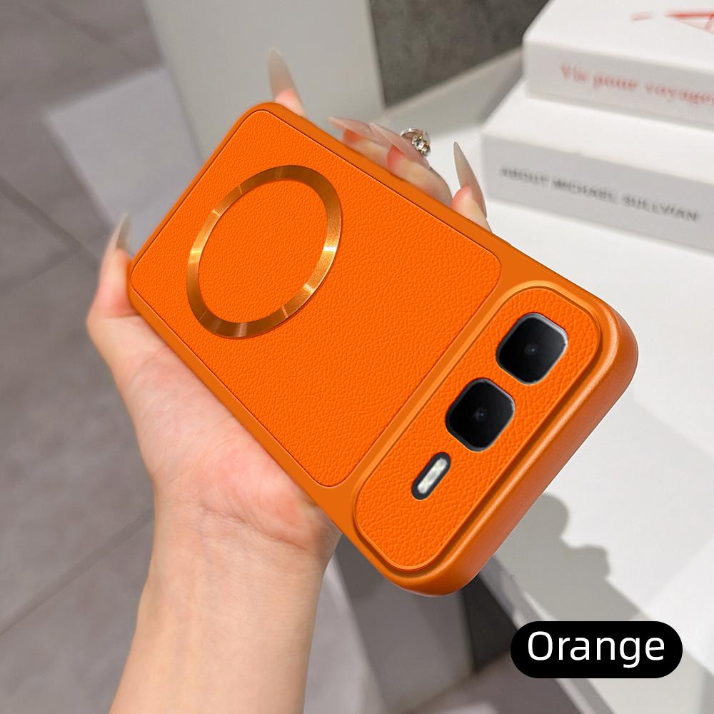 For Infinix Smart 10 Plus 4G Lambskin Series Magnetic Skin Feel Phone Case(Orange)