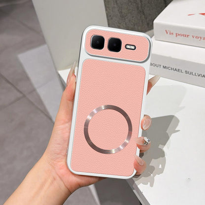 For Infinix Smart 10 Plus 4G Lambskin Series Magnetic Skin Feel Phone Case(Pink)