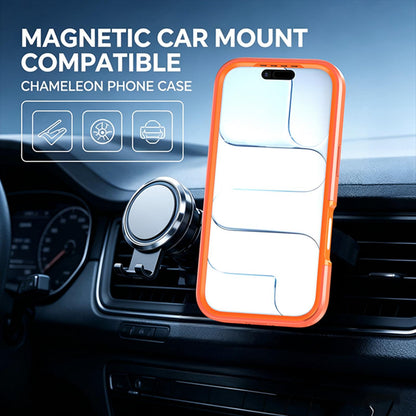 For iPhone 17 Silicone Magnetic Anti-drop Protective Phone Case with 360 Rotating Holder(Orange)