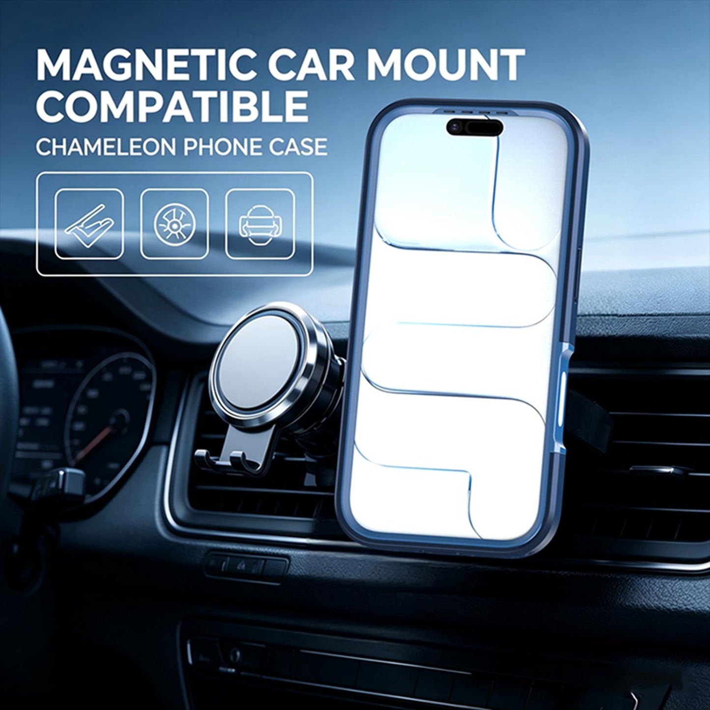 For iPhone 17 Silicone Magnetic Anti-drop Protective Phone Case with 360 Rotating Holder(Blue)