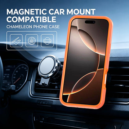 For iPhone 16 Pro Silicone Magnetic Anti-drop Protective Phone Case with 360 Rotating Holder(Orange)