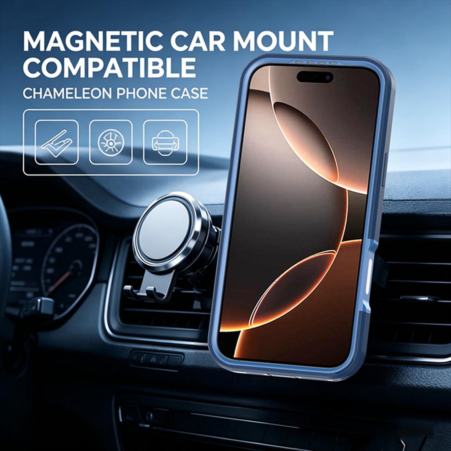 For iPhone 16 Pro Silicone Magnetic Anti-drop Protective Phone Case with 360 Rotating Holder(Blue)