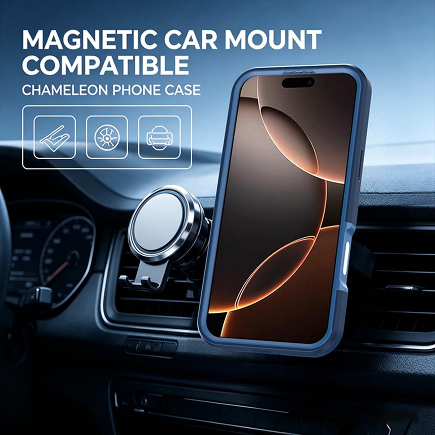 For iPhone 16 Silicone Magnetic Anti-drop Protective Phone Case with 360 Rotating Holder(Blue)