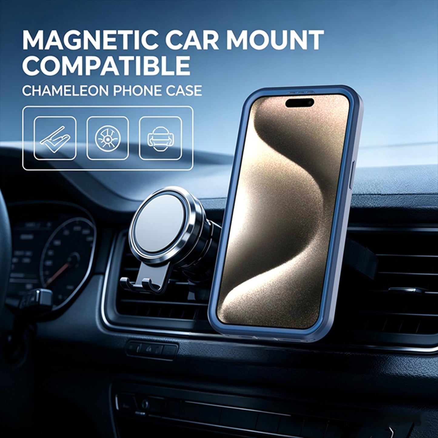 For iPhone 15 Pro Silicone Magnetic Anti-drop Protective Phone Case with 360 Rotating Holder(Blue)