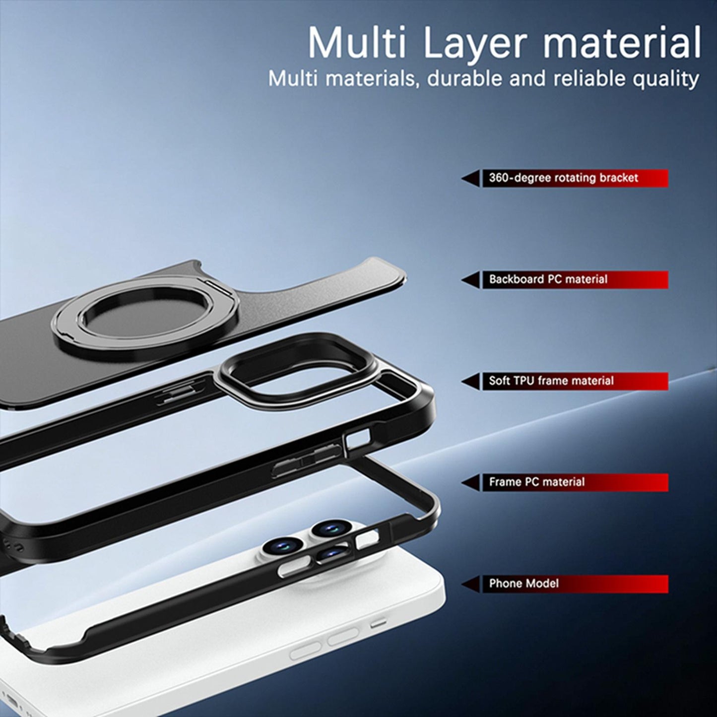 For iPhone 14 Pro Silicone Magnetic Anti-drop Protective Phone Case with 360 Rotating Holder(Black)
