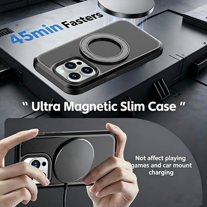 For iPhone 14 Pro Silicone Magnetic Anti-drop Protective Phone Case with 360 Rotating Holder(Black)