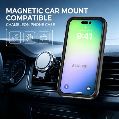 For iPhone 14 Pro Silicone Magnetic Anti-drop Protective Phone Case with 360 Rotating Holder(Black)