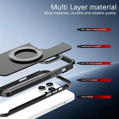 For iPhone 14 Pro Max Silicone Magnetic Anti-drop Protective Phone Case with 360 Rotating Holder(Black)