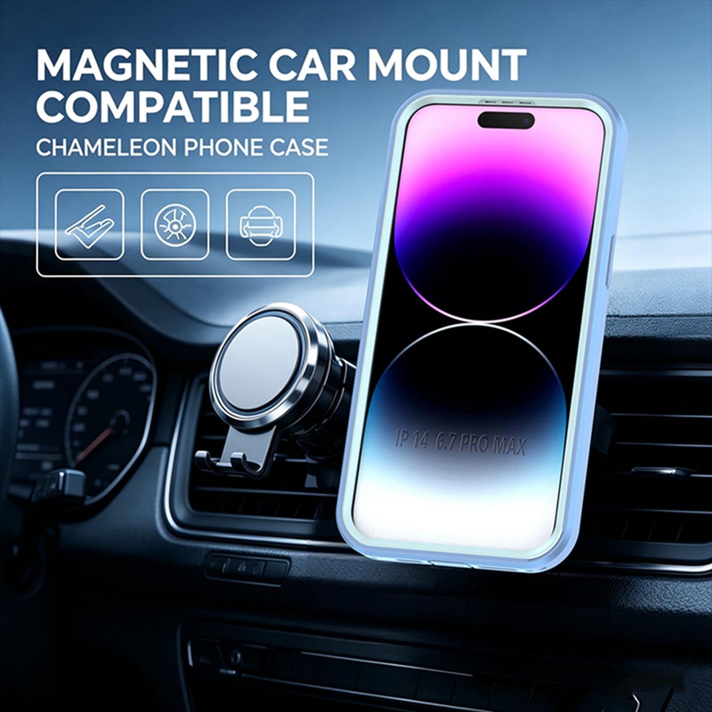 For iPhone 14 Pro Max Silicone Magnetic Anti-drop Protective Phone Case with 360 Rotating Holder(Light Blue)
