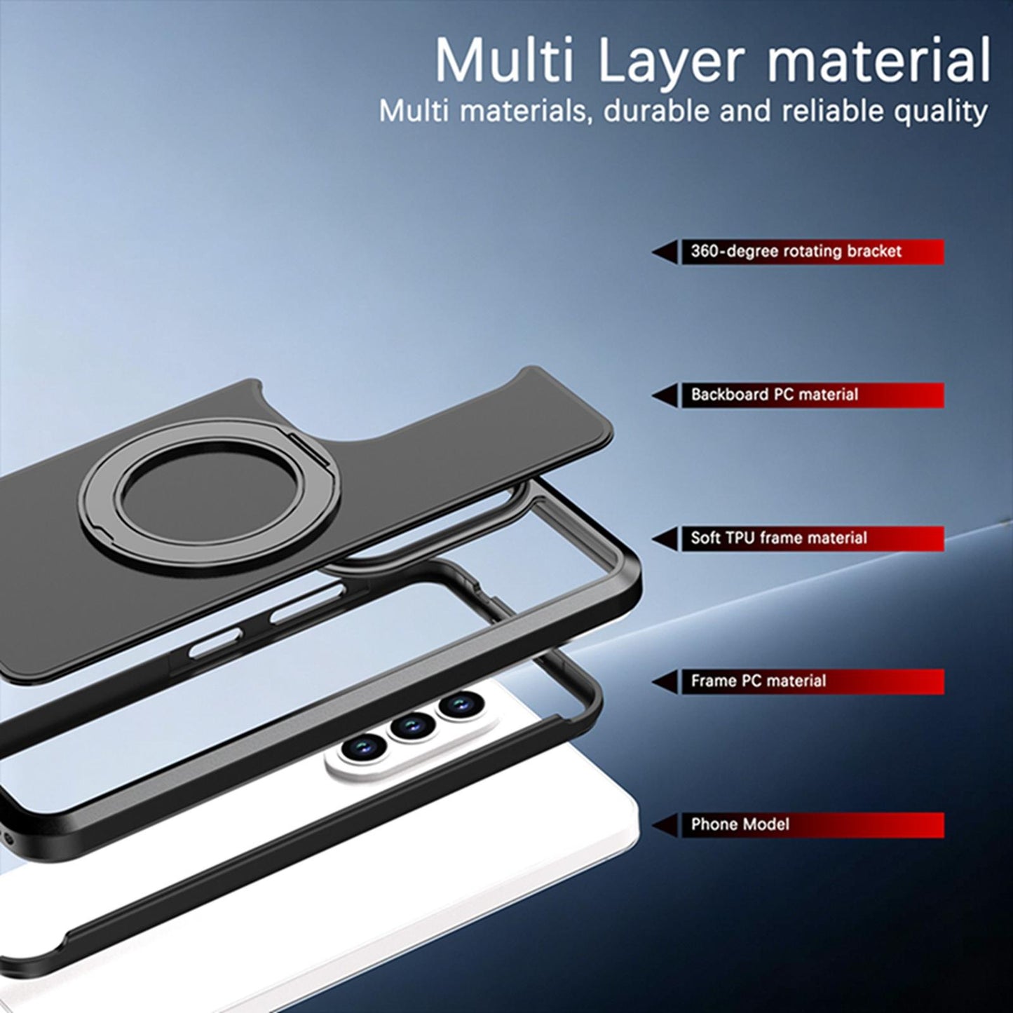 For Galaxy A57 5G Silicone Magnetic Anti-drop Protective Phone Case with 360 Rotating Holder(Black)