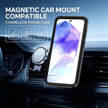 For Galaxy A57 5G Silicone Magnetic Anti-drop Protective Phone Case with 360 Rotating Holder(Black)