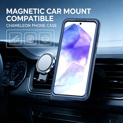 For Galaxy A57 5G Silicone Magnetic Anti-drop Protective Phone Case with 360 Rotating Holder(Blue)