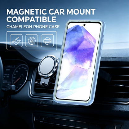 For Galaxy A57 5G Silicone Magnetic Anti-drop Protective Phone Case with 360 Rotating Holder(Light Blue)