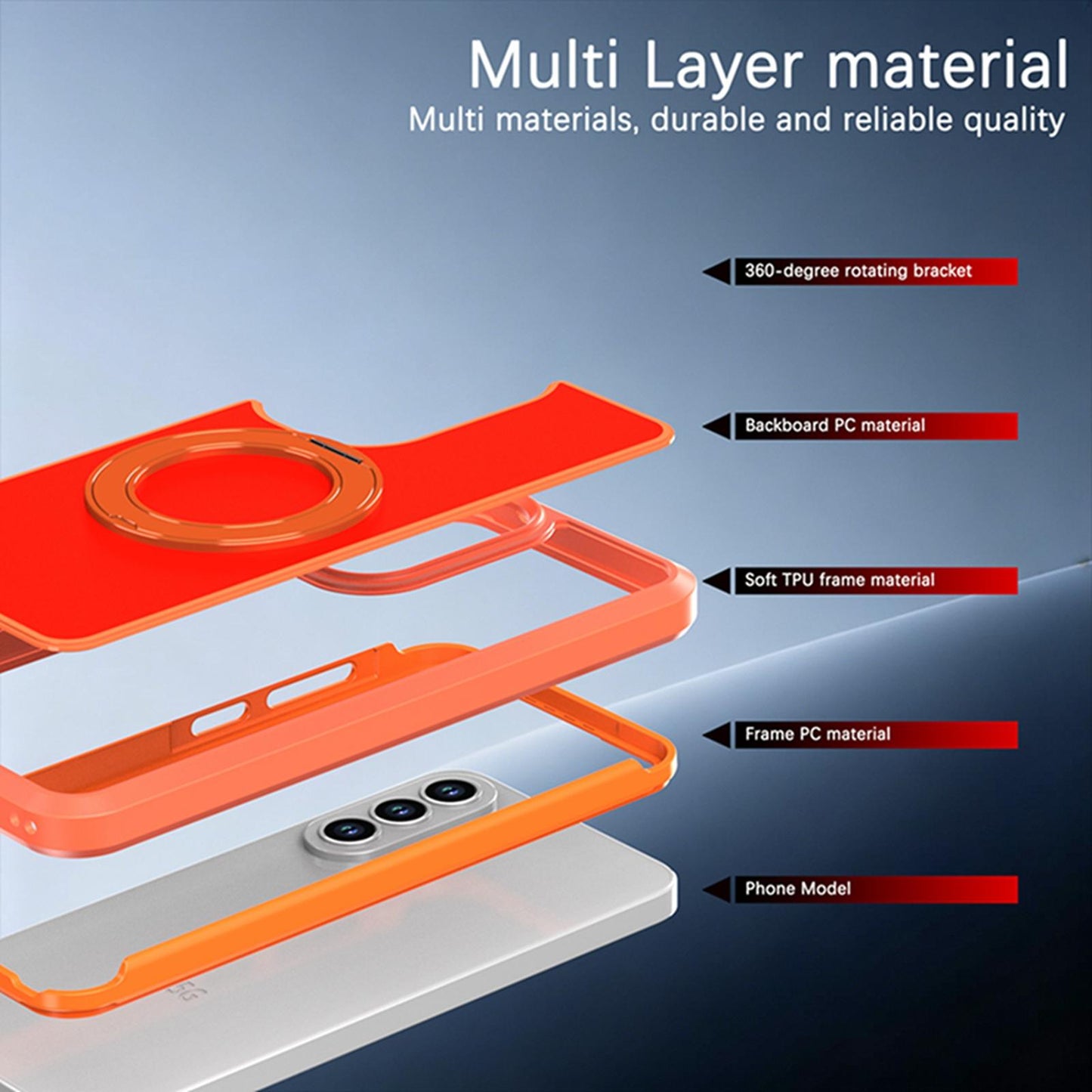 For Galaxy A37 / A36 / A56 5G Silicone Magnetic Anti-drop Protective Phone Case with 360 Rotating Holder(Orange)