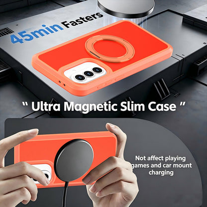 For Galaxy A37 / A36 / A56 5G Silicone Magnetic Anti-drop Protective Phone Case with 360 Rotating Holder(Orange)