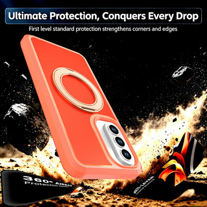 For Galaxy A37 / A36 / A56 5G Silicone Magnetic Anti-drop Protective Phone Case with 360 Rotating Holder(Orange)