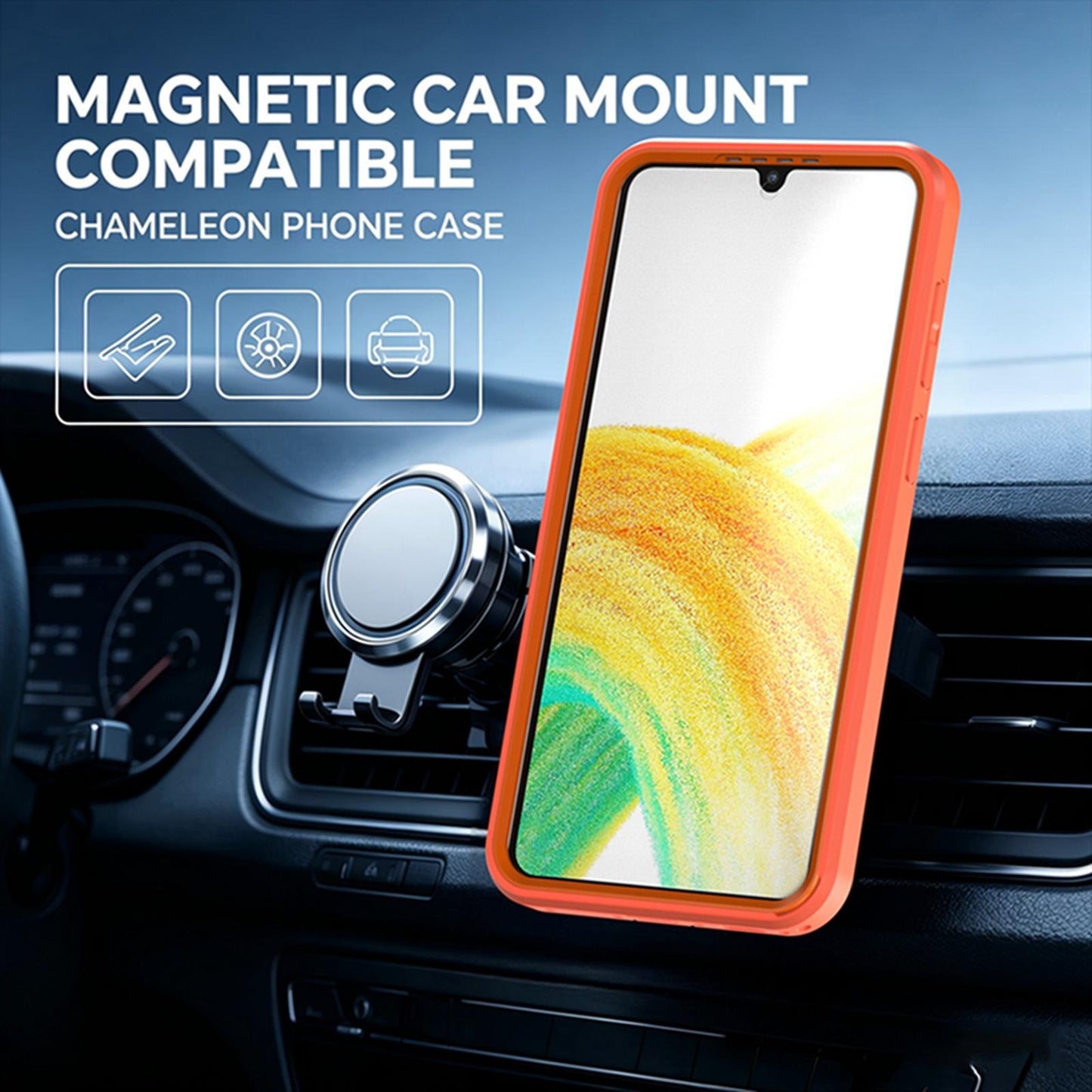 For Galaxy A37 / A36 / A56 5G Silicone Magnetic Anti-drop Protective Phone Case with 360 Rotating Holder(Orange)
