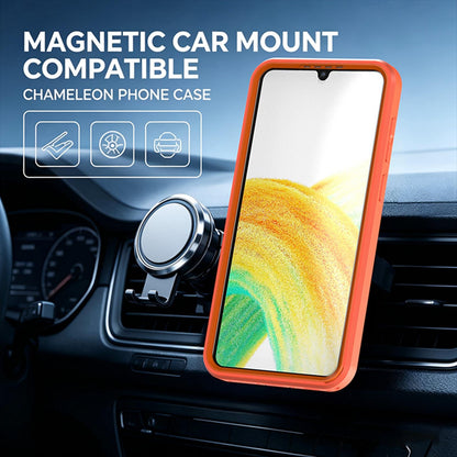 For Galaxy A37 / A36 / A56 5G Silicone Magnetic Anti-drop Protective Phone Case with 360 Rotating Holder(Orange)
