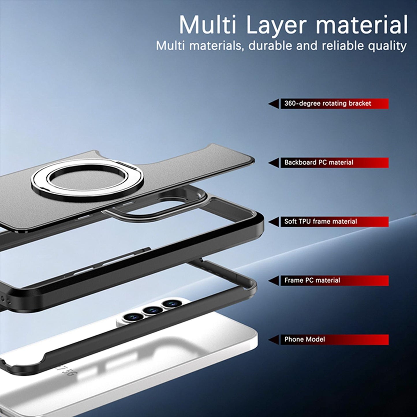 For Galaxy A37 / A36 / A56 5G Silicone Magnetic Anti-drop Protective Phone Case with 360 Rotating Holder(Black)