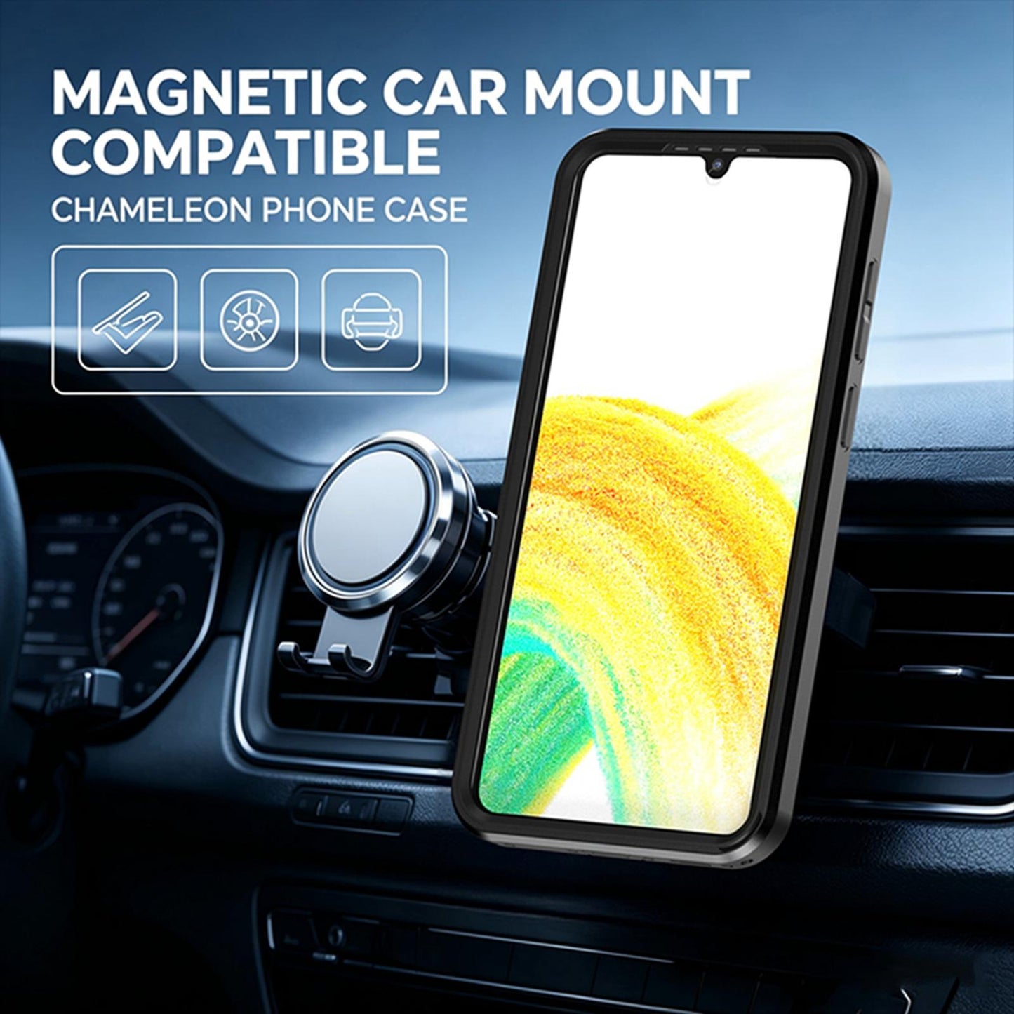 For Galaxy A37 / A36 / A56 5G Silicone Magnetic Anti-drop Protective Phone Case with 360 Rotating Holder(Black)