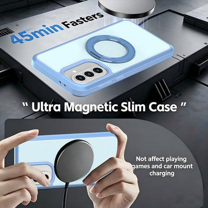 For Galaxy A37 / A36 / A56 5G Silicone Magnetic Anti-drop Protective Phone Case with 360 Rotating Holder(Light Blue)