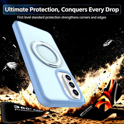For Galaxy A37 / A36 / A56 5G Silicone Magnetic Anti-drop Protective Phone Case with 360 Rotating Holder(Light Blue)