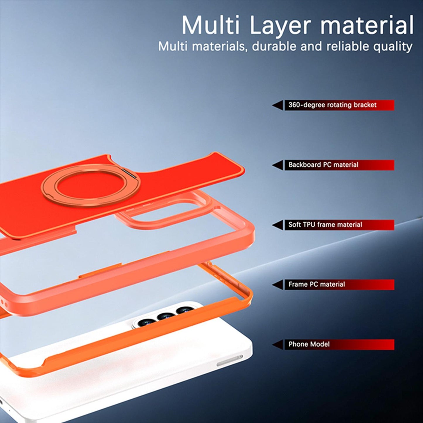 For Galaxy A27 5G Silicone Magnetic Anti-drop Protective Phone Case with 360 Rotating Holder(Orange)