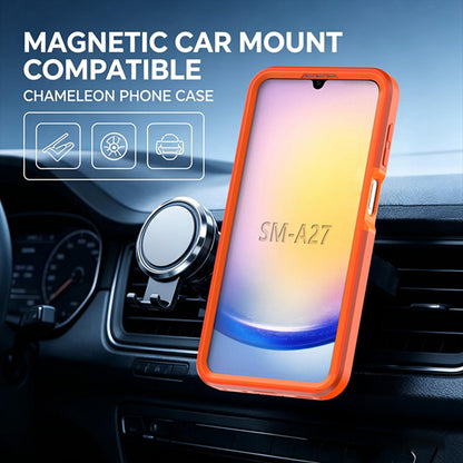 For Galaxy A27 5G Silicone Magnetic Anti-drop Protective Phone Case with 360 Rotating Holder(Orange)