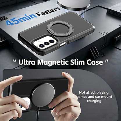 For Galaxy A27 5G Silicone Magnetic Anti-drop Protective Phone Case with 360 Rotating Holder(Black)