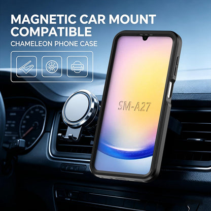 For Galaxy A27 5G Silicone Magnetic Anti-drop Protective Phone Case with 360 Rotating Holder(Black)