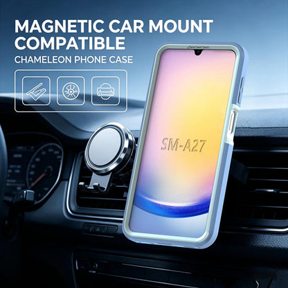 For Galaxy A27 5G Silicone Magnetic Anti-drop Protective Phone Case with 360 Rotating Holder(Light Blue)