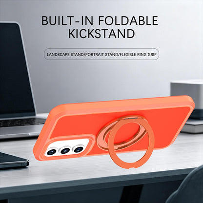 For Galaxy A17 / A16 / A26 5G Silicone Magnetic Anti-drop Protective Phone Case with 360 Rotating Holder(Orange)