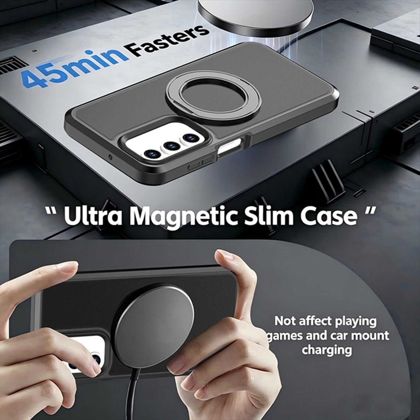 For Galaxy A17 / A16 / A26 5G Silicone Magnetic Anti-drop Protective Phone Case with 360 Rotating Holder(Black)