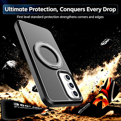 For Galaxy A17 / A16 / A26 5G Silicone Magnetic Anti-drop Protective Phone Case with 360 Rotating Holder(Black)