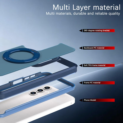 For Galaxy A17 / A16 / A26 5G Silicone Magnetic Anti-drop Protective Phone Case with 360 Rotating Holder(Blue)