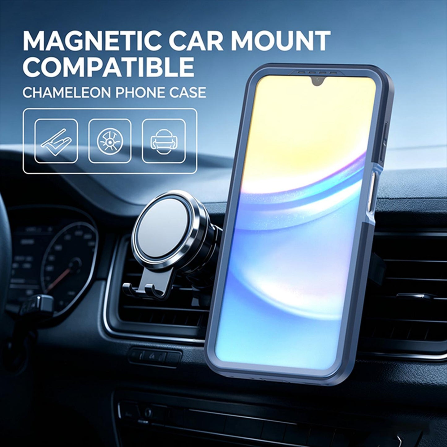 For Galaxy A17 / A16 / A26 5G Silicone Magnetic Anti-drop Protective Phone Case with 360 Rotating Holder(Blue)