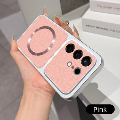 For Tecno Camon 50 Pro 4G Lambskin Series Magnetic Skin Feel Phone Case(Pink)