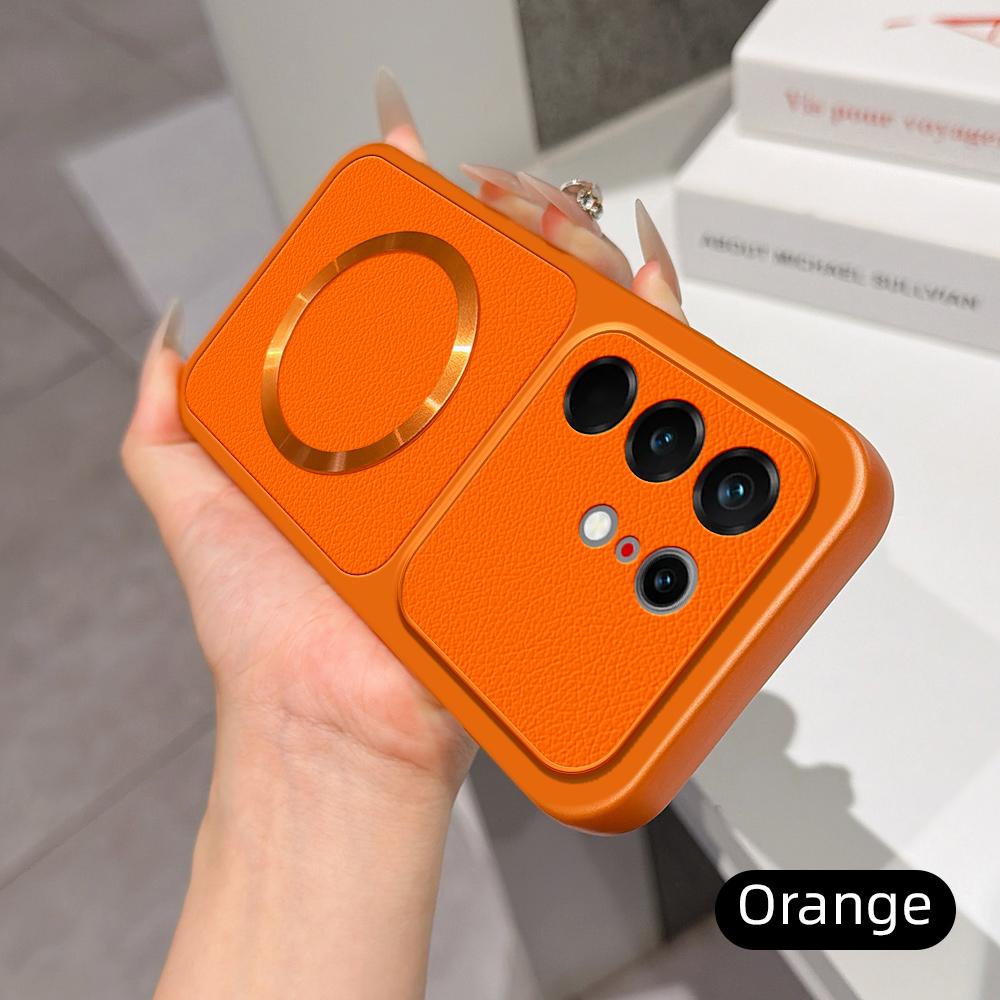 For Tecno Camon 50 Ultra 5G Lambskin Series Magnetic Skin Feel Phone Case(Orange)