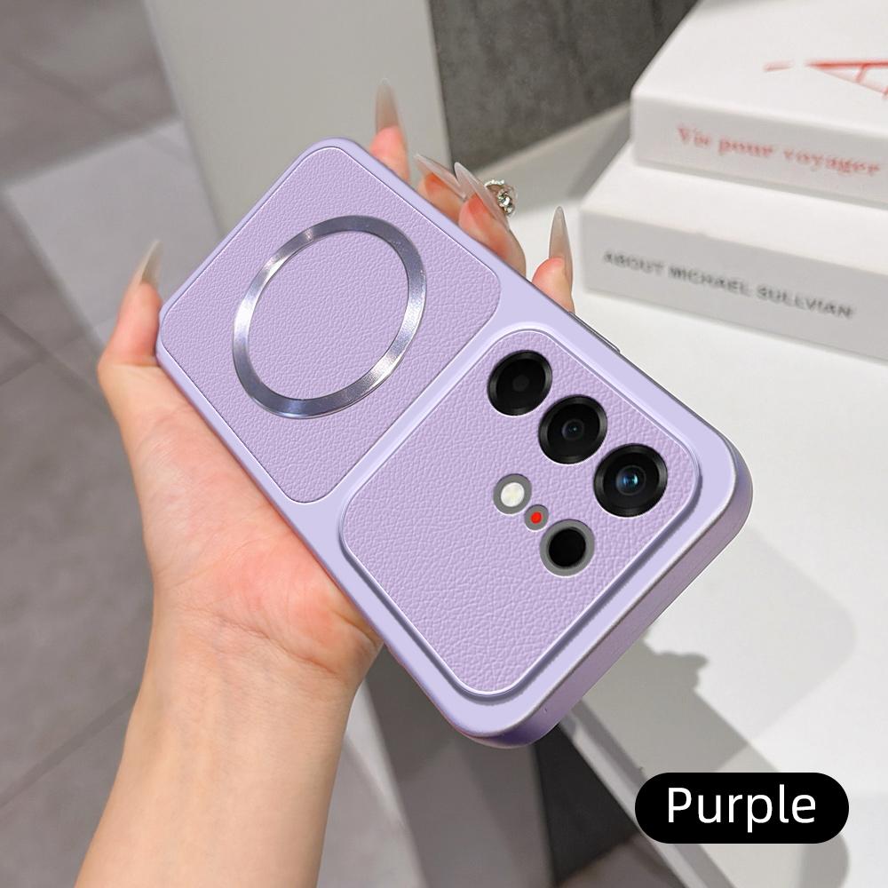 For Tecno Camon 50 4G Lambskin Series Magnetic Skin Feel Phone Case(Purple)