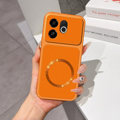 For Tecno Pop 9 5G Lambskin Series Magnetic Skin Feel Phone Case(Orange)