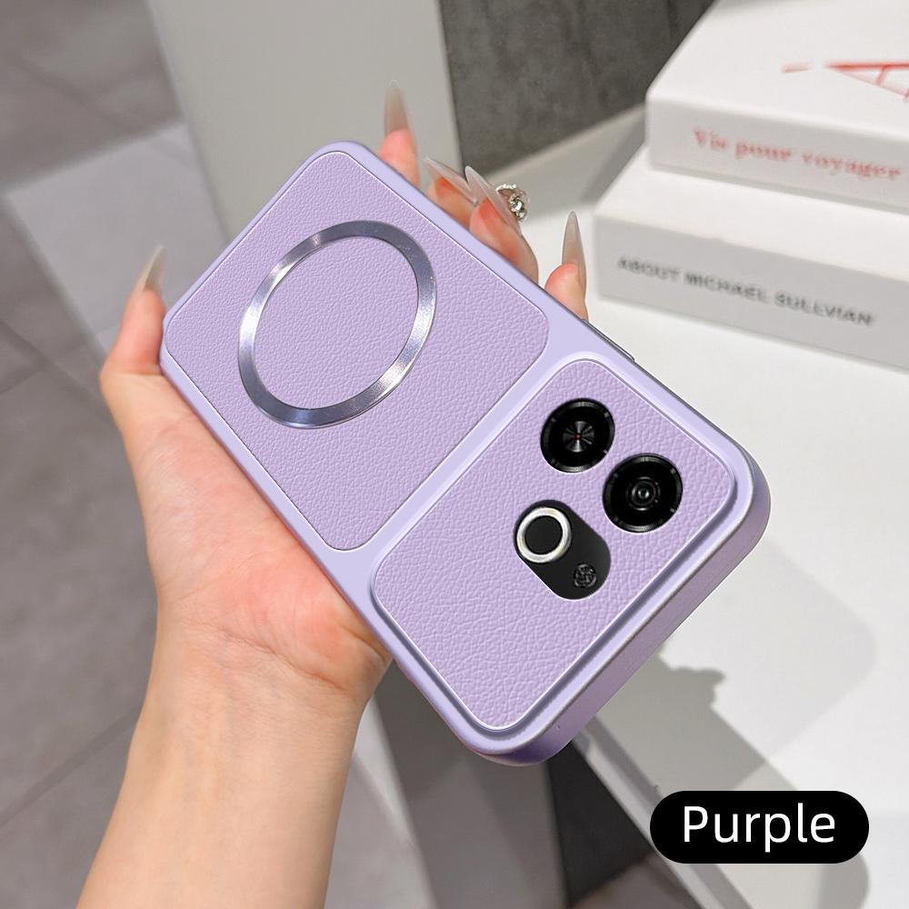 For Tecno Pop 9 5G Lambskin Series Magnetic Skin Feel Phone Case(Purple)