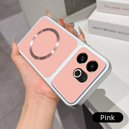 For Tecno Pop 9 5G Lambskin Series Magnetic Skin Feel Phone Case(Pink)