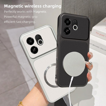 For Tecno Pop 9 5G Lambskin Series Magnetic Skin Feel Phone Case(Black)