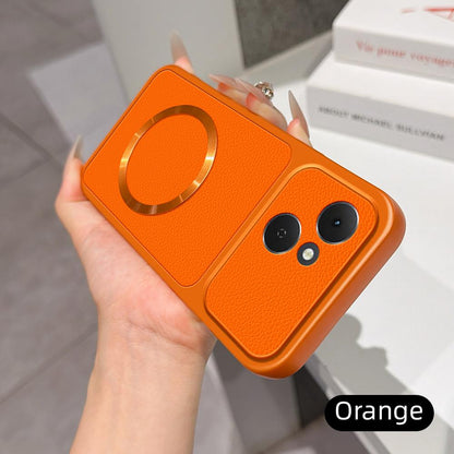 For Tecno Spark 40C Lambskin Series Magnetic Skin Feel Phone Case(Orange)