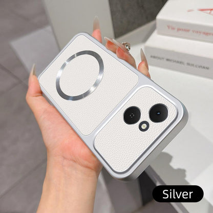 For Tecno Spark 40C Lambskin Series Magnetic Skin Feel Phone Case(Silver)