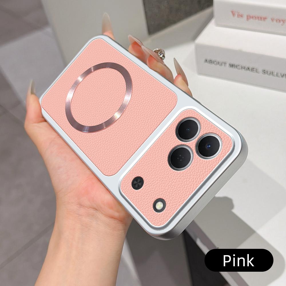 For Tecno Spark 50 4G Lambskin Series Magnetic Skin Feel Phone Case(Pink)
