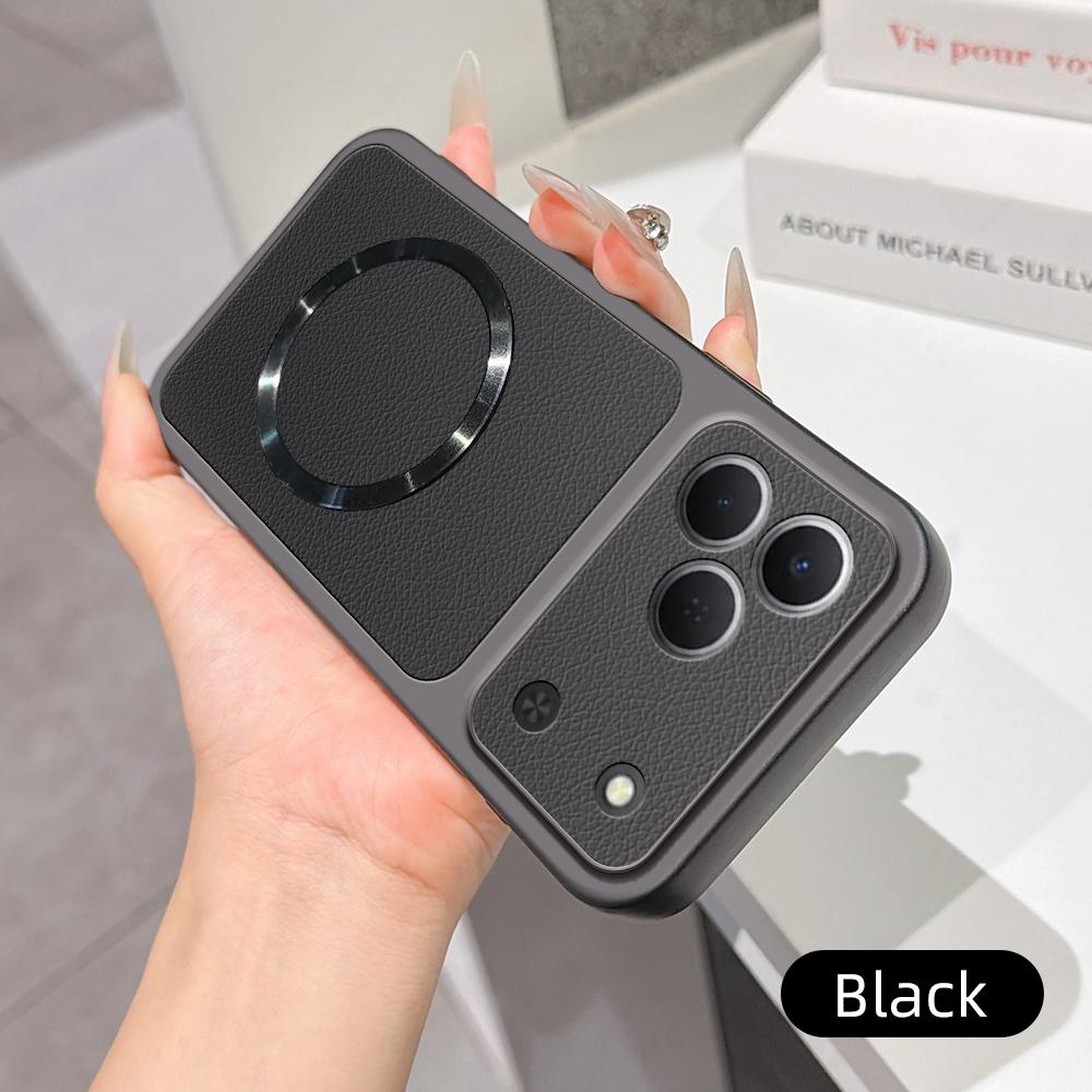 For Tecno Spark 50 4G Lambskin Series Magnetic Skin Feel Phone Case(Black)
