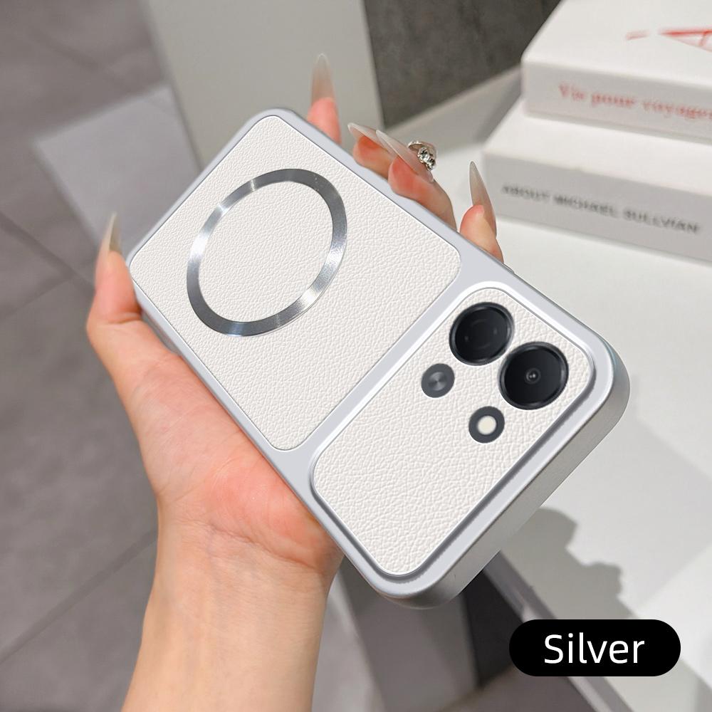 For Tecno Spark Go 3 Lambskin Series Magnetic Skin Feel Phone Case(Silver)