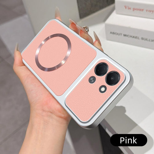 For Tecno Spark Go 3 Lambskin Series Magnetic Skin Feel Phone Case(Pink)